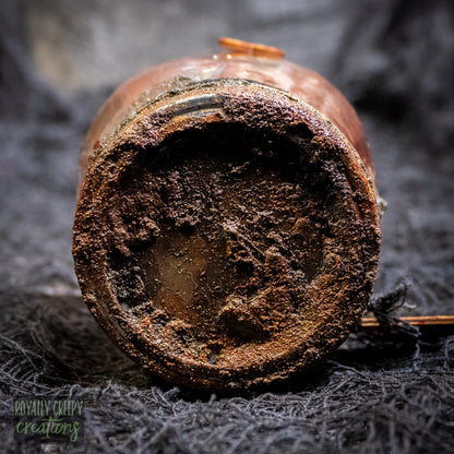 a close-up of a rusty jar lid.